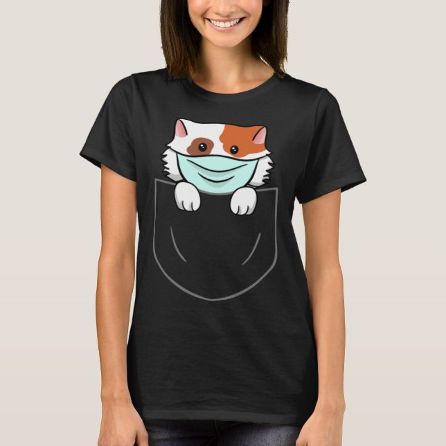 Camiseta Cat In Chest Pocket Breast Pocket Animal Face Mask (Frente)