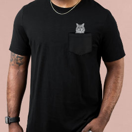 Camiseta Cat In Pocket | Custom Pet Photo Black & White