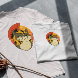 Camiseta Cat In Roman Helmet Cartoon