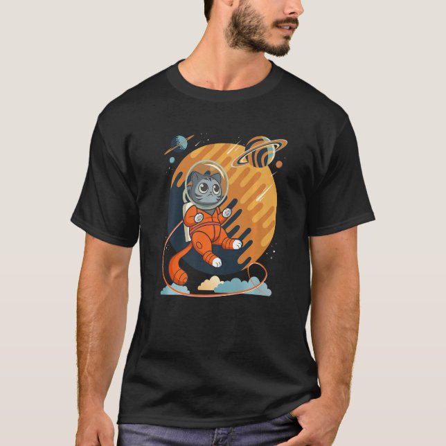 Camiseta Cat in Space Space Cat Nerdy  4 (Frente)