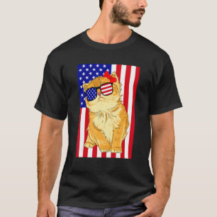 Camiseta Cat Independence Day American Flag 4 de julho Meo