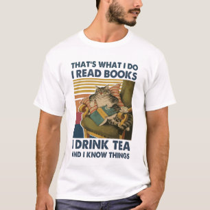 Camiseta Cat Isso é o que eu faço eu leio livros eu bebo 