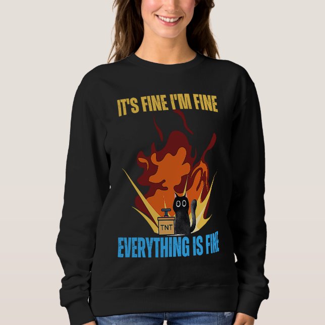Camiseta Cat It's Fine I'm Fine Everything Is Fine Funny (Frente)