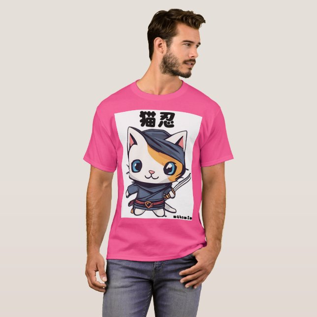 Camiseta cat japan ninja 忍者　猫　かわいい　キャラ (Frente Completa)
