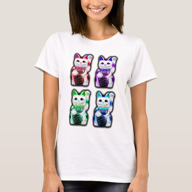 Camiseta CAT JAPONÊS do dinheiro de Maneki Neko (Frente)
