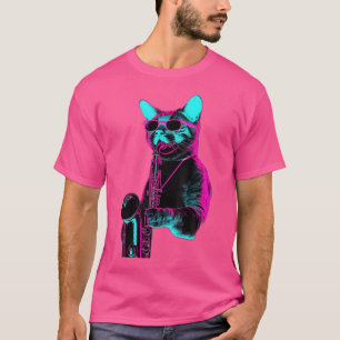 Camiseta Cat Jogando Jazz Na Saxofone