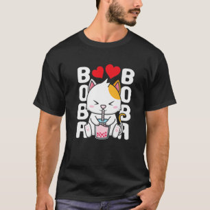 Camiseta Cat Kawaii Boba Bubble Tea Meow Anime Japonês Kit