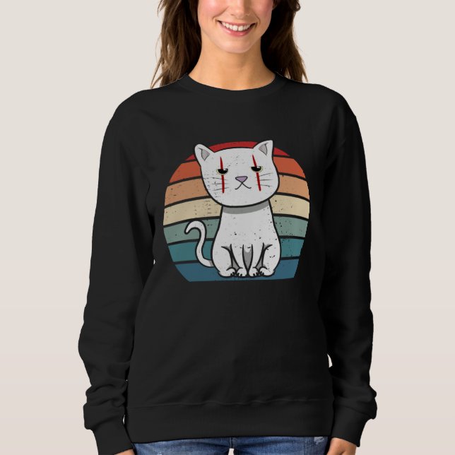 Camiseta Cat Kitten Halloween Retro For Crazy Cat (Frente)