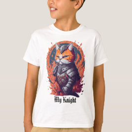 Camiseta Cat Knight Warrior com Fogo