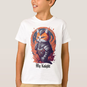 Camiseta Cat Knight Warrior com Fogo
