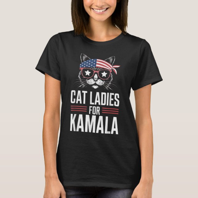 Camiseta Cat Ladies for Kamala Funny Cat 2024 Kamala-Harris (Frente)