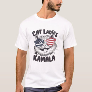 Camiseta Cat Ladies para Presidente Kamala Funny Cat 2024