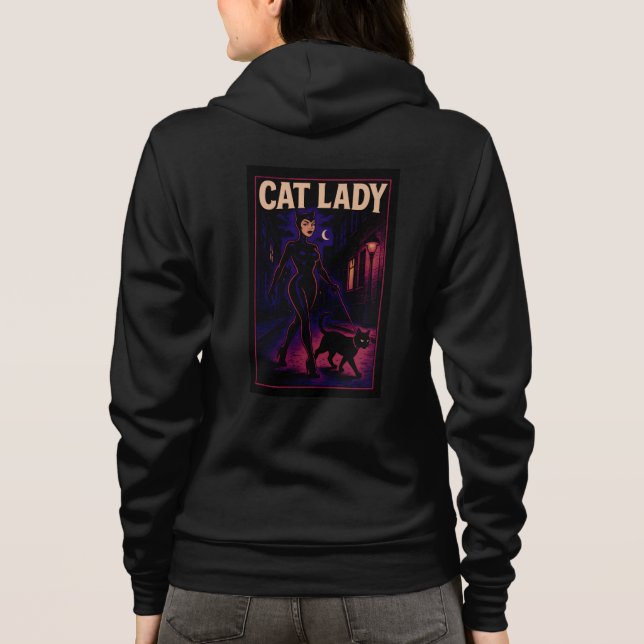 Camiseta Cat Lady -Cats Art Lover- City Night Comic Graphic (Verso)