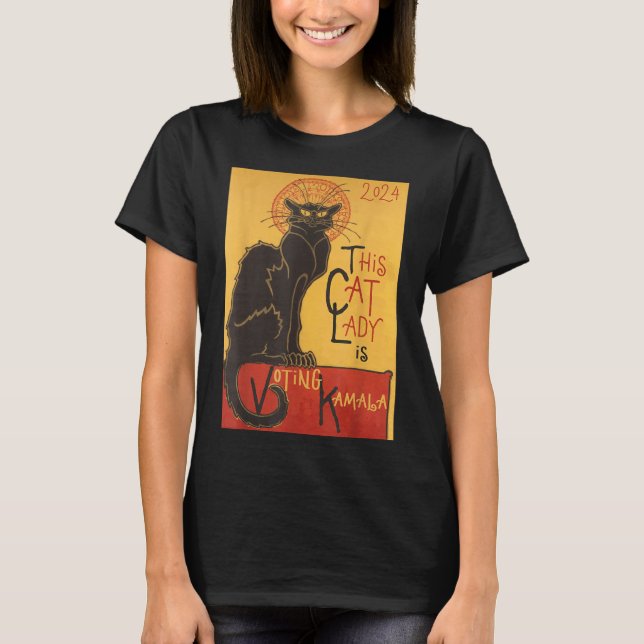 Camiseta Cat Lady Kamala Le Chat Noir Funny Ballot (Frente)