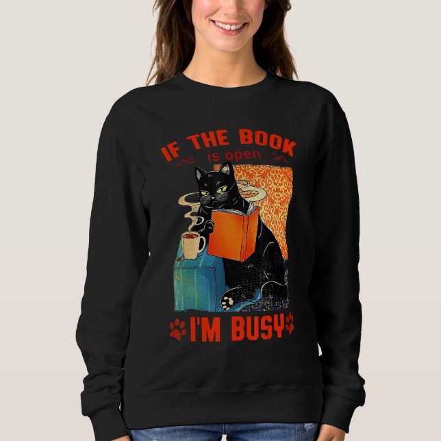 Camiseta Cat Lê Livros Se O Livro Estiver Aberto E Ocupado, (Frente)