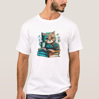 Camiseta Cat Lendo um livro