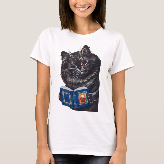Camiseta Cat Lendo um Livro, Louis Wain (Frente)