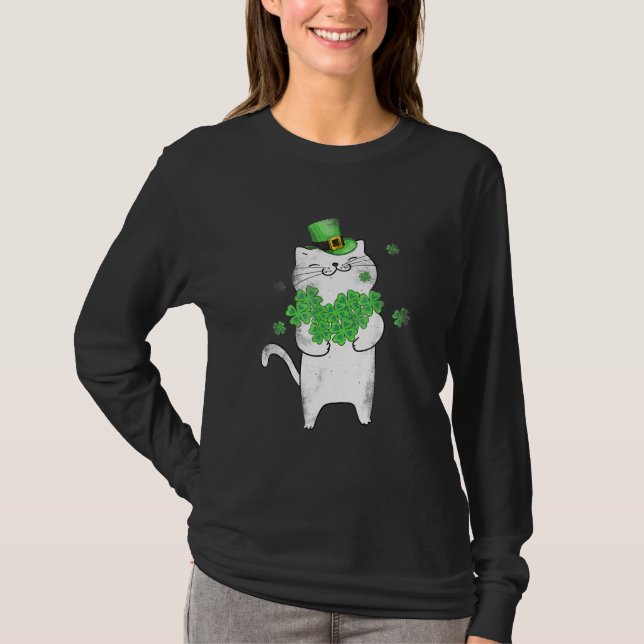 Camiseta Cat Leprechaun Cat Lover Shamrock Rua Patrick S Da (Frente)