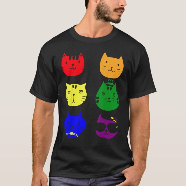 Camiseta Cat LGBT Flag Gay Pride Transgender Rainbow Lesbia (Frente)