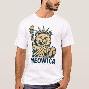 Camiseta Cat Liberty Meowica Liberdade Felina Patriótica
