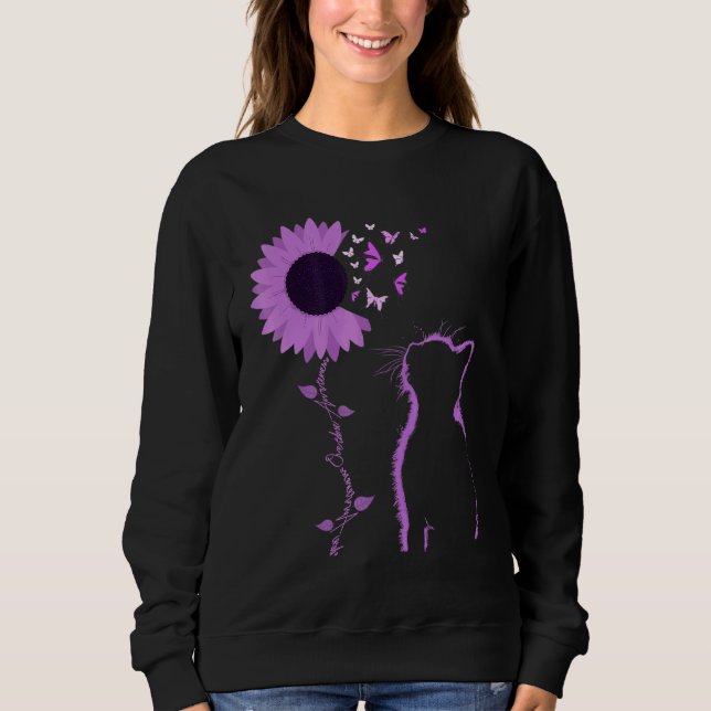 Camiseta Cat Look Purple Sunflower Butterfly Overdose Aware (Frente)