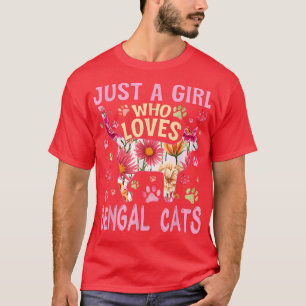 Camiseta Cat Lover Apenas Uma Menina Que Ama Bengala Gatos
