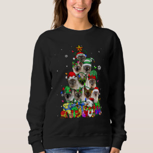 Camiseta Cat Lover Funny Siamese Tree Christmas Light
