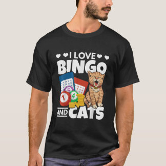 Camiseta Cat Lover I Ama Bingo E Gatos Jogando Bingo Pla