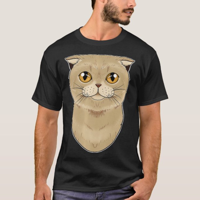 Camiseta Cat Lover I Cat Face I Scottish Fold Cat Aspas  (Frente)