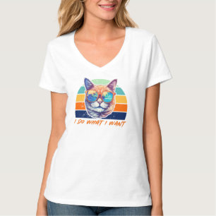 Camiseta Cat Lovers Retro Vintage Eu faço o que eu quero