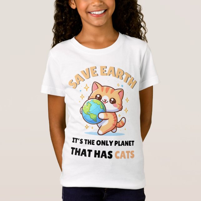 Camiseta Cat Lovers Salvar Dia da Terra (Frente)