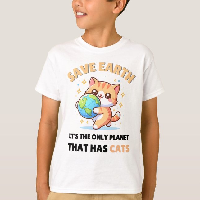 Camiseta Cat Lovers Salvar Terra (Frente)