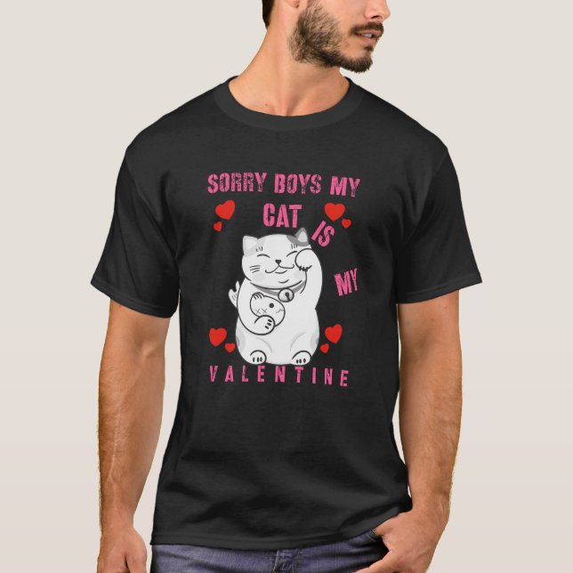 Camiseta Cat Lovers Valentine Sorry Boys  (Frente)