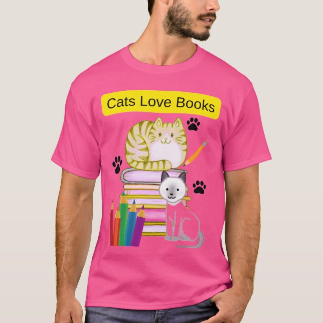 Camiseta Cat Loves Books (Frente)