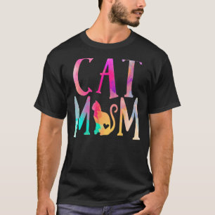 Camiseta Cat Mãe Água Cores Engraçado Proprietária De Gato 