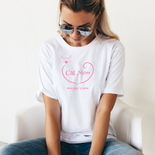 Camiseta Cat Mãe Amor Forma e Script Simples Rosa