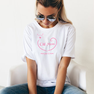 Camiseta Cat Mãe Amor Forma e Script Simples Rosa