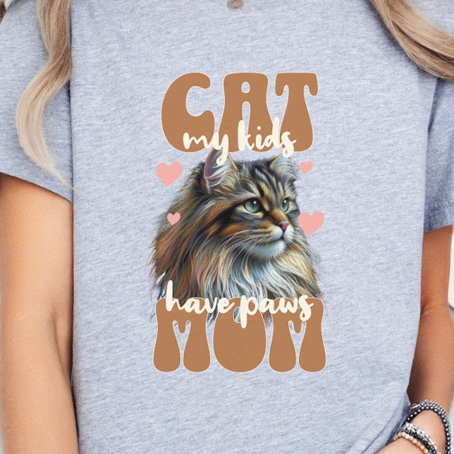 Camiseta Cat Mãe, Cat Mãe, Cat Lover Estilo Retroativo (Cat Mom My kids have paws Retro)