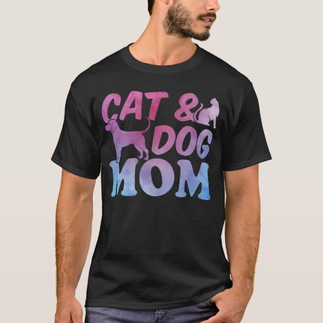 Camiseta Cat Mãe e Cachorro Mama Gato Gato Gato Gato Cachor (Frente)