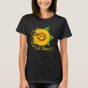 Camiseta Cat Mãe Girflower Cat Paw Imprimir Dia de as mães