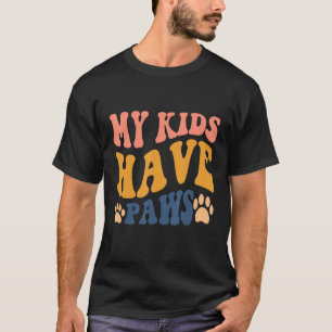 Camiseta Cat Mãe Groovy Mama Carta Meus Filhos Têm Patas
