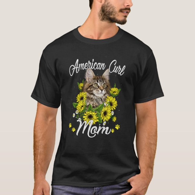 Camiseta Cat Mãe Mãe S Dia Sunflower American Curva Mãe (Frente)