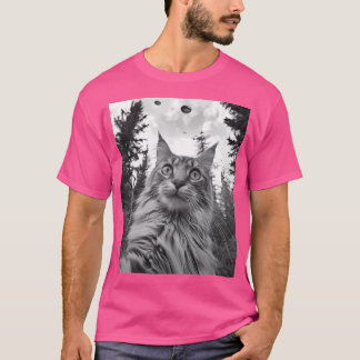Camiseta Cat Mãe Pai - Alienígena engraçada Selfie Maine Co