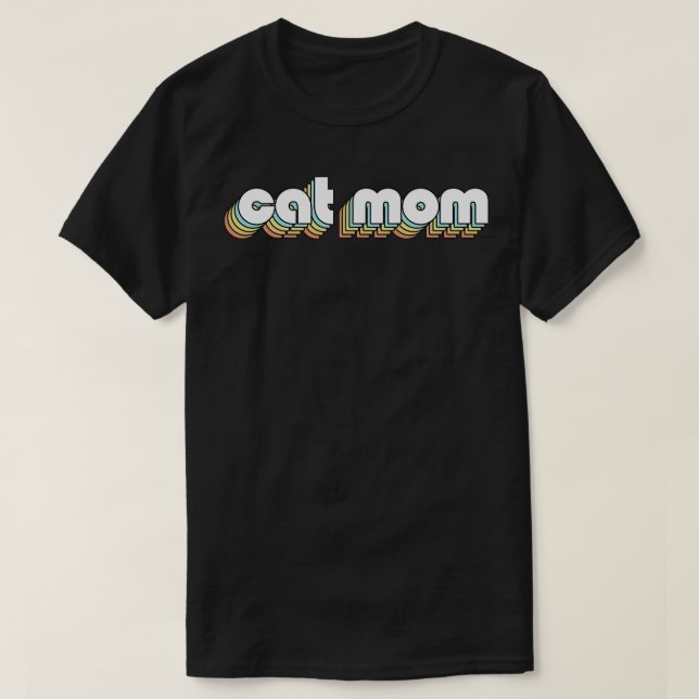 Camiseta Cat Mãe Retro Rainbow Tipografia Estilo Desvanecid (Frente do Design)