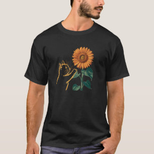 Camiseta Cat Mãe Verão Gato Pasta De Girassol E Gato E