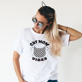 Camiseta Cat Mãe Vibes Retro Vintage Cat Mãe