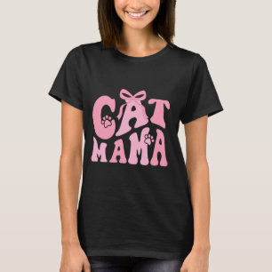 Camiseta Cat Mama Coquette Paw Vintage Gata Mama Tendência