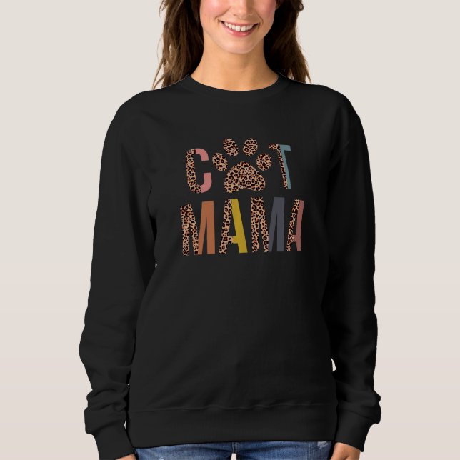 Camiseta Cat Mama Leopardo Mãe Pets Gata Gata Mãe (Frente)