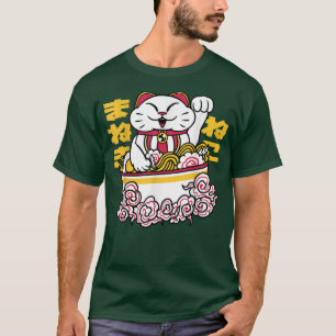 Camiseta Cat Maneki Neko Japonês Ramen Bowl Graphic160