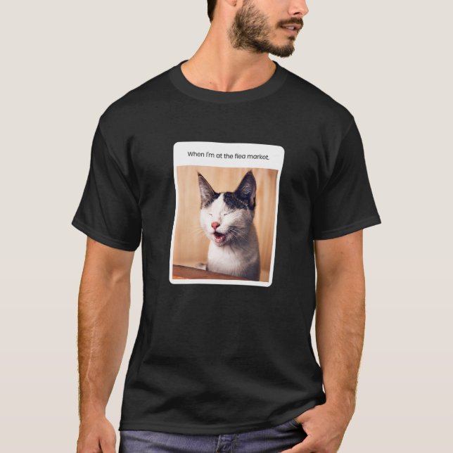 Camiseta Cat Meme quando estou no mercado (Frente)